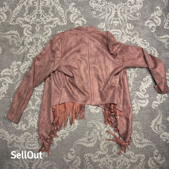 Rock & Roll Denim Women's Pink Fringe Jacket M Western Snake Print - Picture 3 of 8